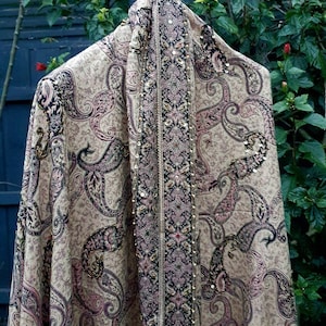 Long thick shawl,hand embellish,boho scarv,winter wrap,meditation shawl,gift for her,gypsy clothing,festival shawl,  warm,embroidered shawl