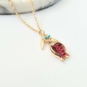 Granaatappelketting, gouden ketting, 18k goud gevuld, granaatappelsieraden, bedelketting, cadeau voor haar, Turkse sieraden, Perzisch