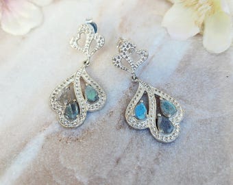 Sterling silver earrings,Labradorite  Dangle Earrings,Statement Jewelry,gemstone,genuine, gift for her,delicate earrings,drop earrings
