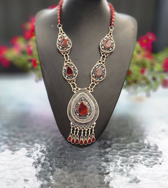 Long ethnic necklace deals