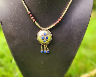 Vintage Afghan Necklace,Afghan jewelry choker,boho pendant necklace,tribal jewelry,gift for her,handmade,kuchi,handmade giftbeaded,