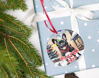 French Bulldog Love for Dogs inspired Acrylic Christmas Ornament