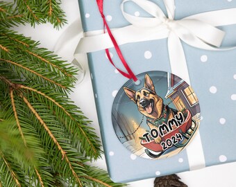 German Sheppard Love for Dogs inspired Acrylic Christmas Ornament