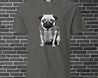 Mops Skelett Komfort Farben Halloween T-shirt