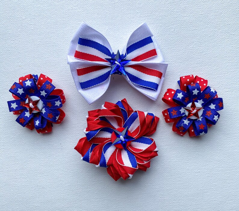 USA Bows Red White and Blue Bows Ribbon Bow Memorial | Etsy