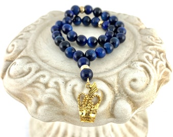 Blue Tiger Eye bead Tasbih, Ismaili Taj Chuga Tasbih, Mens Tasbih,  99Para Tasbih, 99 Bead Tasbih, Personalized, Hand Made