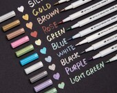 Bianyo Metallic Brush Marker , Calligraphy Painting Pen for Card Making, Rock , Glass, Metal, Wood, Lettering, DIY Photo Album