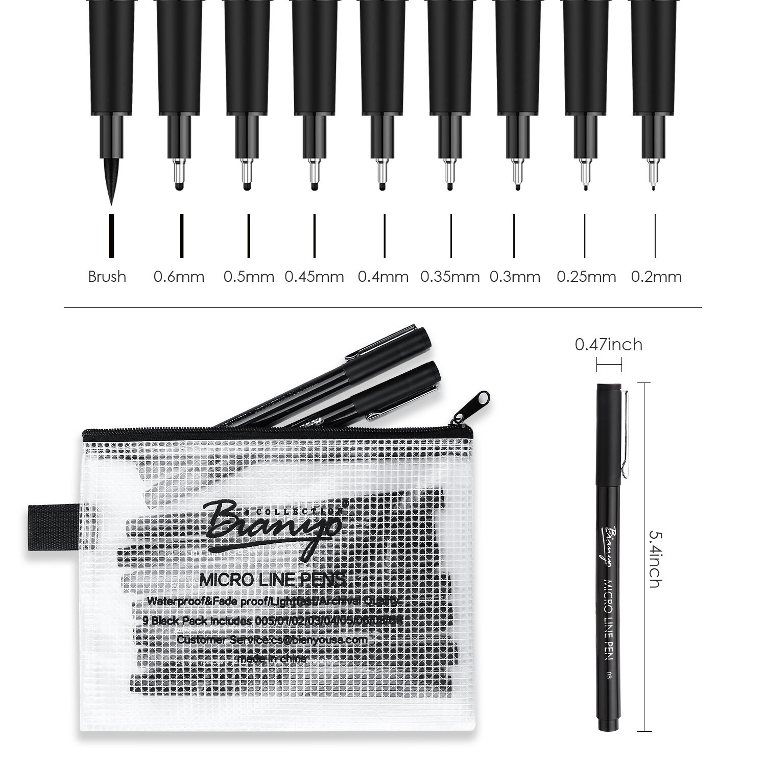 Bianyo Archival Ink Micro Pens, fineliner, graphic, Waterproof
