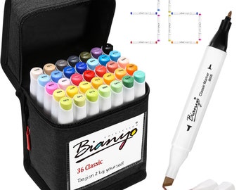 ArtBeek 48 Colors Alcohol Markers Brush Tip, with 1 Blender