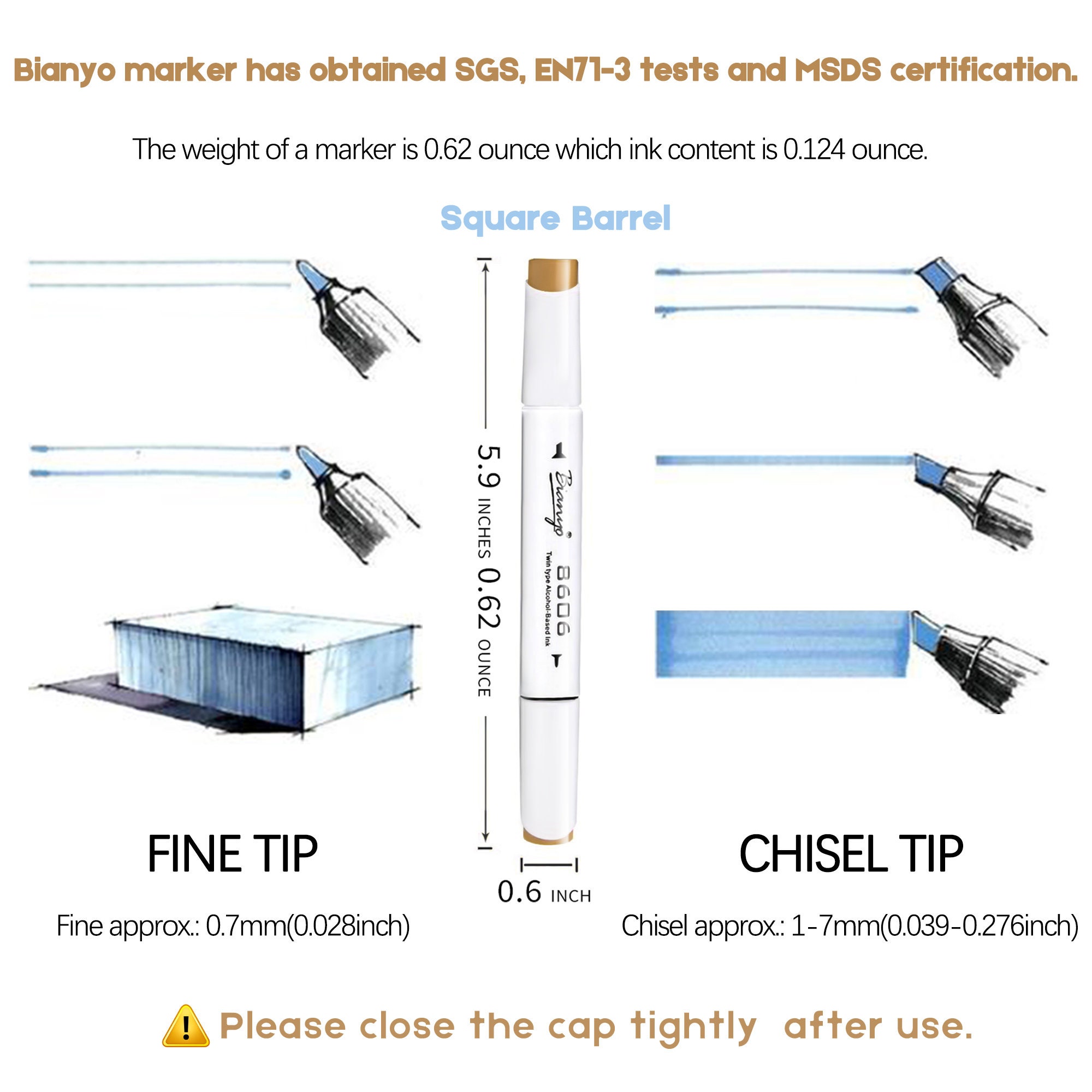 Bianyo 12 Gray Tones Brush Markers,alcohol Based,dual Tips,brush
