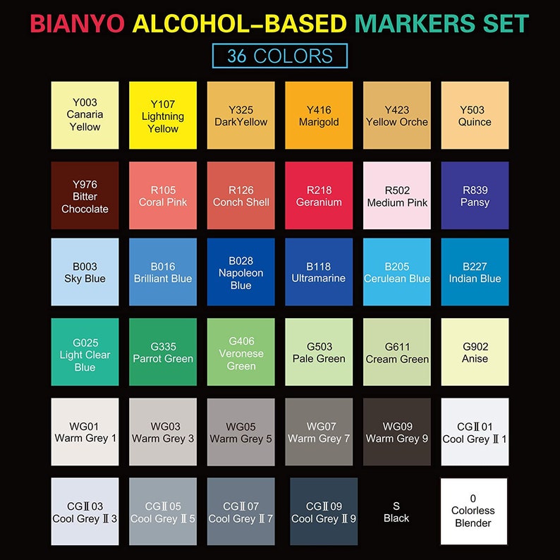 Bianyo Classic Series Alcohol-Based Dual Tip Art Markers Set | Etsy