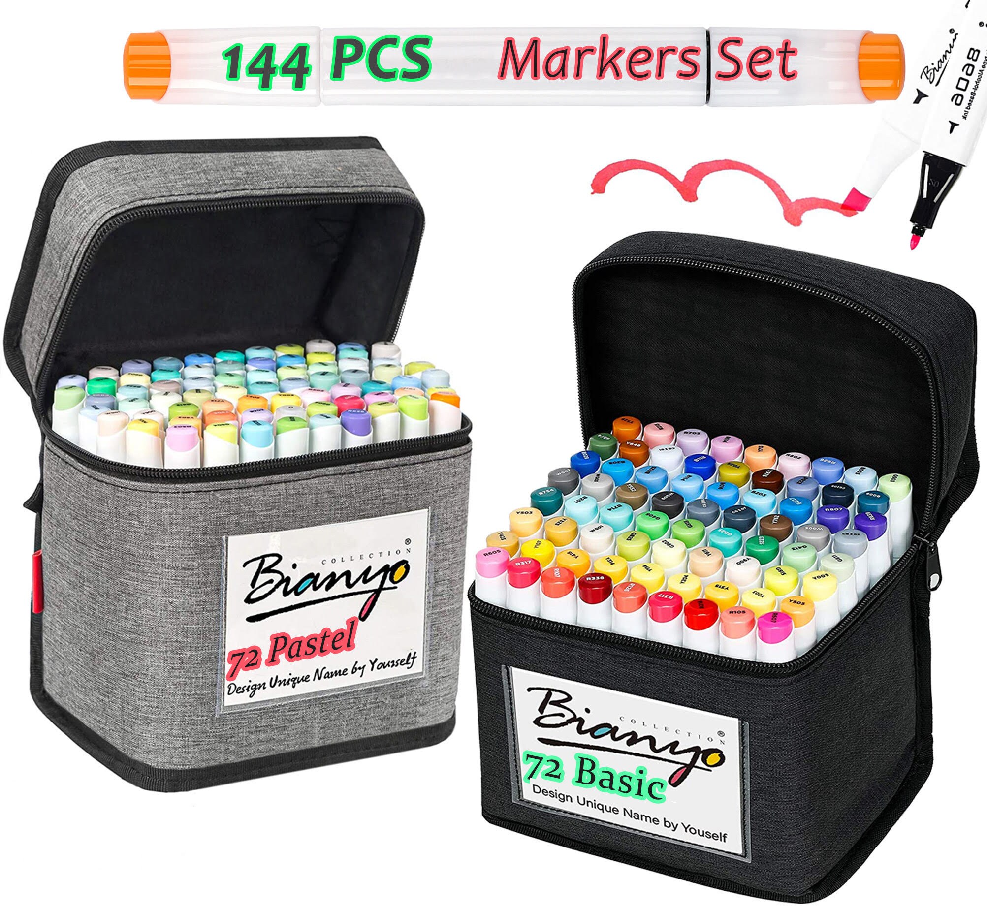 100 Colors Alcohol Markers Set, Dual Tips Blender Art Markers for Drawing  Sketching Coloring Artist Pens and Underlining, Professional Permanent