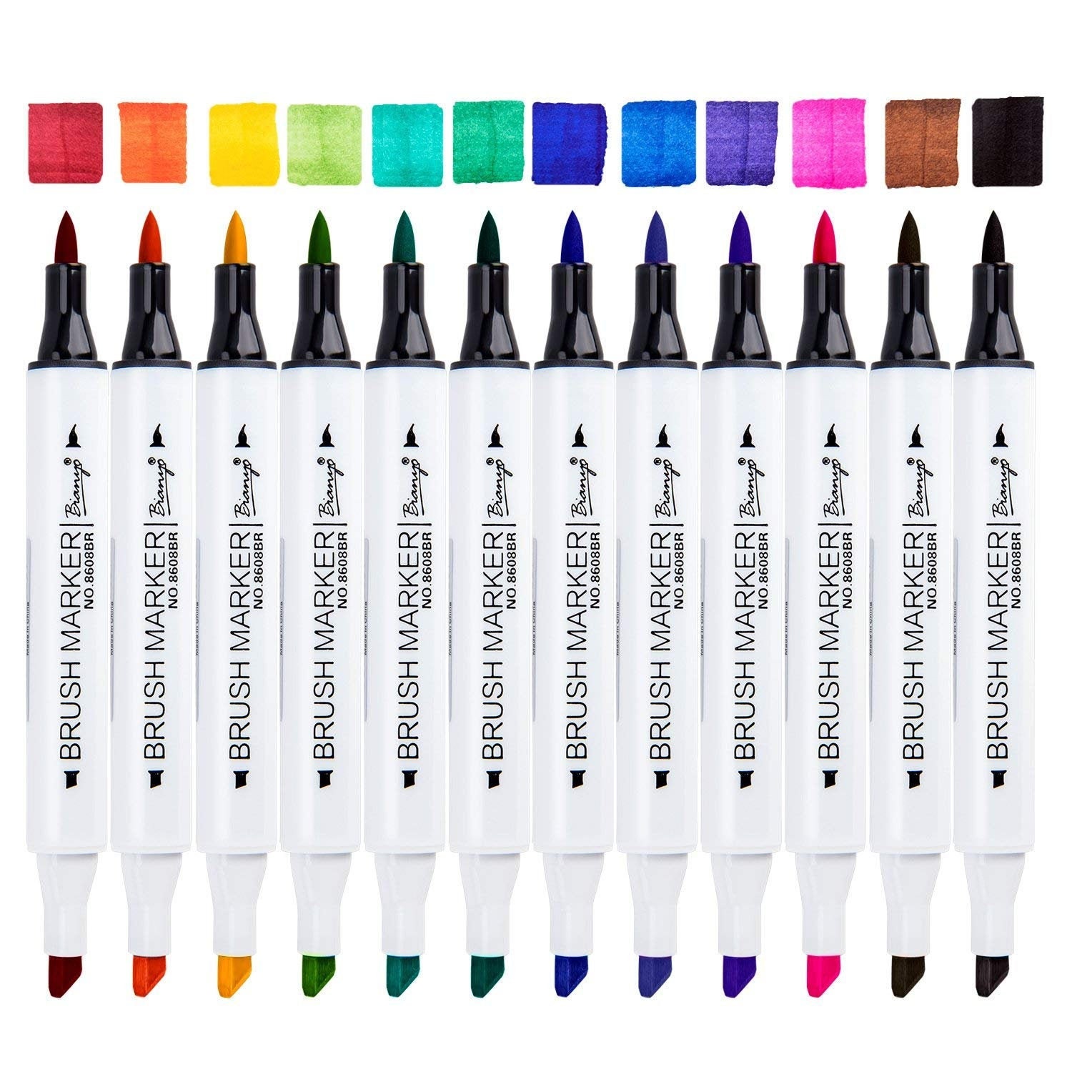 Bianyo 36 Colors Dual Tips Art Markers Alcohol Based Highlighter Pens with Assor