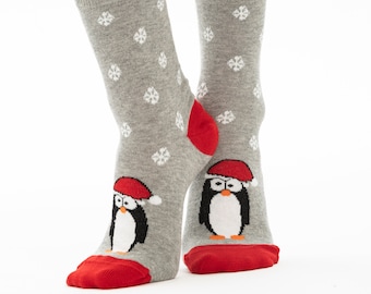 Calcetines navideños de algodón orgánico, regalo de Navidad, calcetines festivos, calcetines de invierno