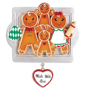 4 Gingerbread Family Personalized Christmas Ornament