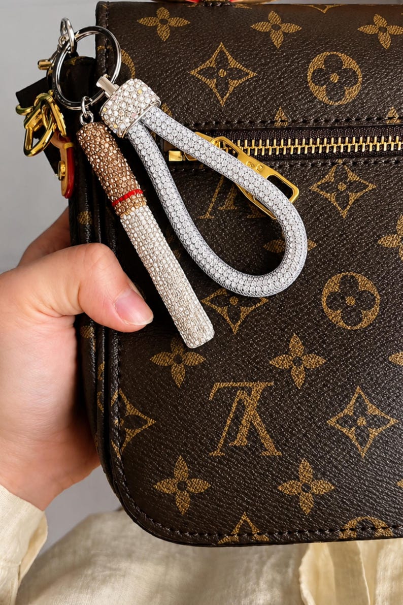 Bedazzled Rhinestone Cigarette Keychain Wristlet Bling Purse Charm, Bag ...