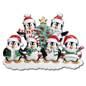6 Penguin Family Personalized Christmas Ornament