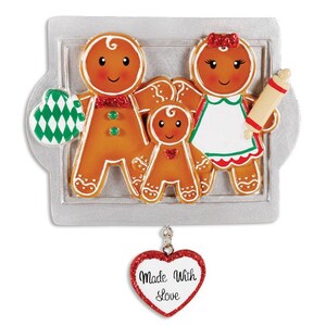 3 Gingerbread Family Personalized Christmas Ornament