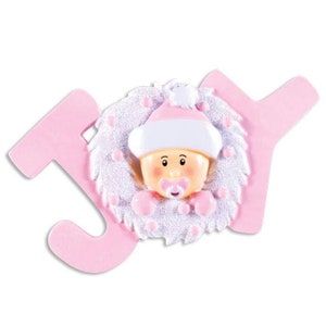 Joy Baby Blue Personalized Christmas Ornament