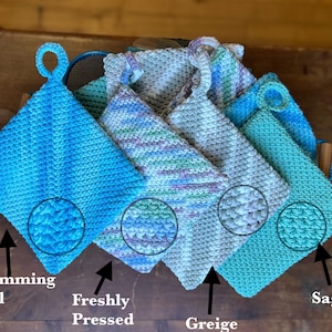 Single Handmade Double-Thick Crochet Potholder Hot pad W/Hanging Loop