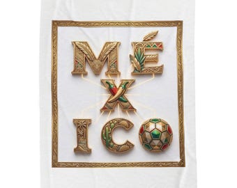 MÉXICO World Cup Throw White Cozy Blanket | Mexican Pride Art | Streetwear Home Decor | Chicano Fan Gear | Urban Snapback Style