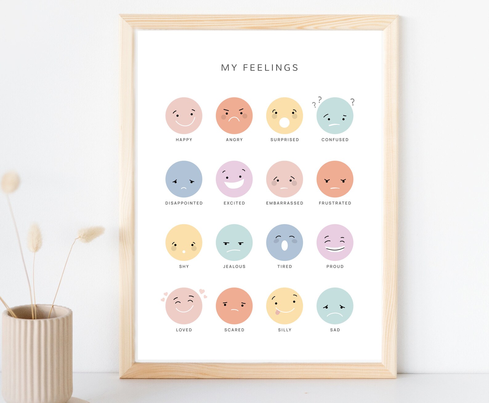 Kids Feelings Chart, Emotions Print, Printable Wall Art, Montessori ...