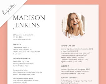 Sorority resume template with Photo, Google Docs, Social Resume, Sorority recruitment resume, Sorority Rush resume with photo, Pink Sorority