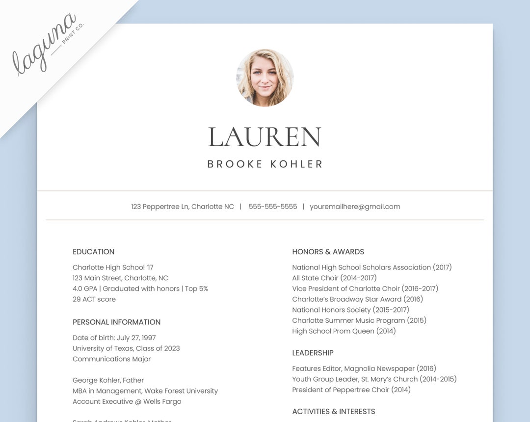 Sorority Resume Template With Photo - Il 1080xN.4461842747 L85i 