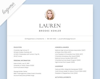 Sorority resume template with Photo, Google Docs, Social Resume, Sorority recruitment resume, Sorority Rush resume with photo