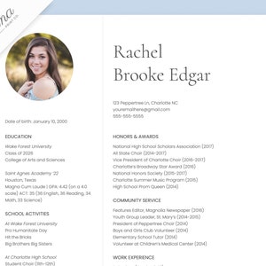 Sorority resume template with Photo, Google Docs, Social Resume, Sorority recruitment resume, Sorority Rush resume with photo
