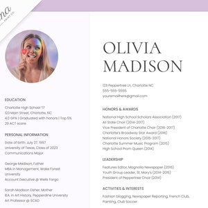 Sorority resume template with Photo, Google Docs, Social Resume, Sorority recruitment resume, Sorority Rush resume with photo, Recruitment