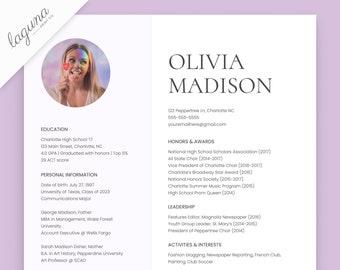Sorority resume template with Photo, Google Docs, Social Resume, Sorority recruitment resume, Sorority Rush resume with photo, Recruitment
