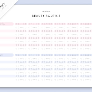 Monthly Beauty Skincare Tracker, Skincare Routine Printable, Self Care Planner, Morning Routine, Night Routine, Beauty Journal, PDF