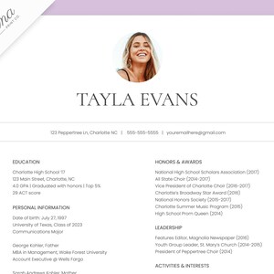 Sorority resume template with Photo, Google Docs, Social Resume, Sorority recruitment resume, Sorority Rush resume with photo, Pink Sorority