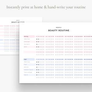 Monthly Beauty Skincare Tracker, Skincare Routine Printable, Self Care ...