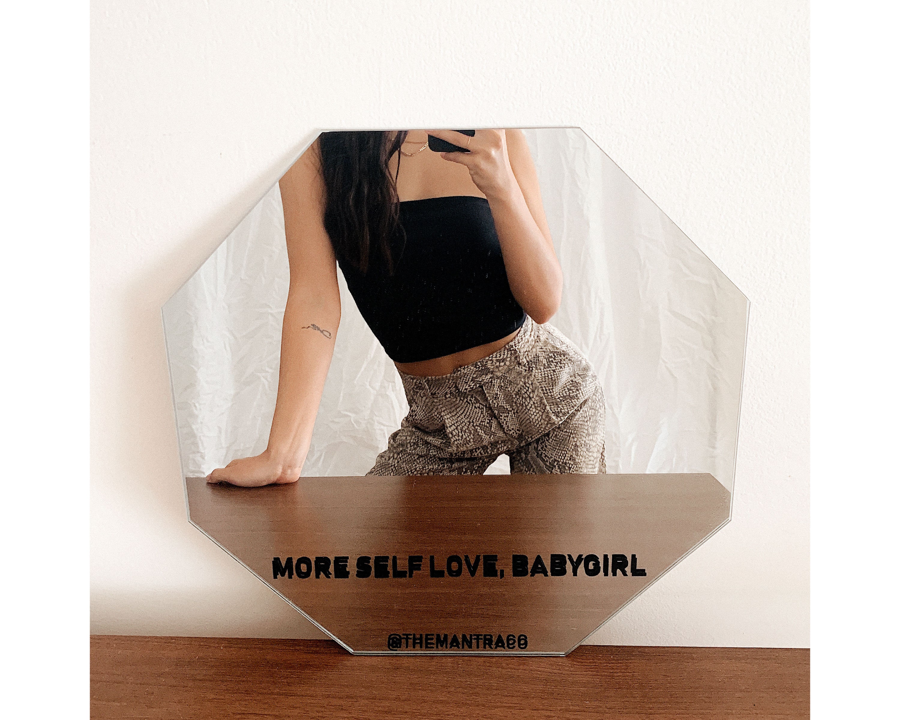 Custom Mirror Sticker Decal White Black Lilac Selfie Etsy