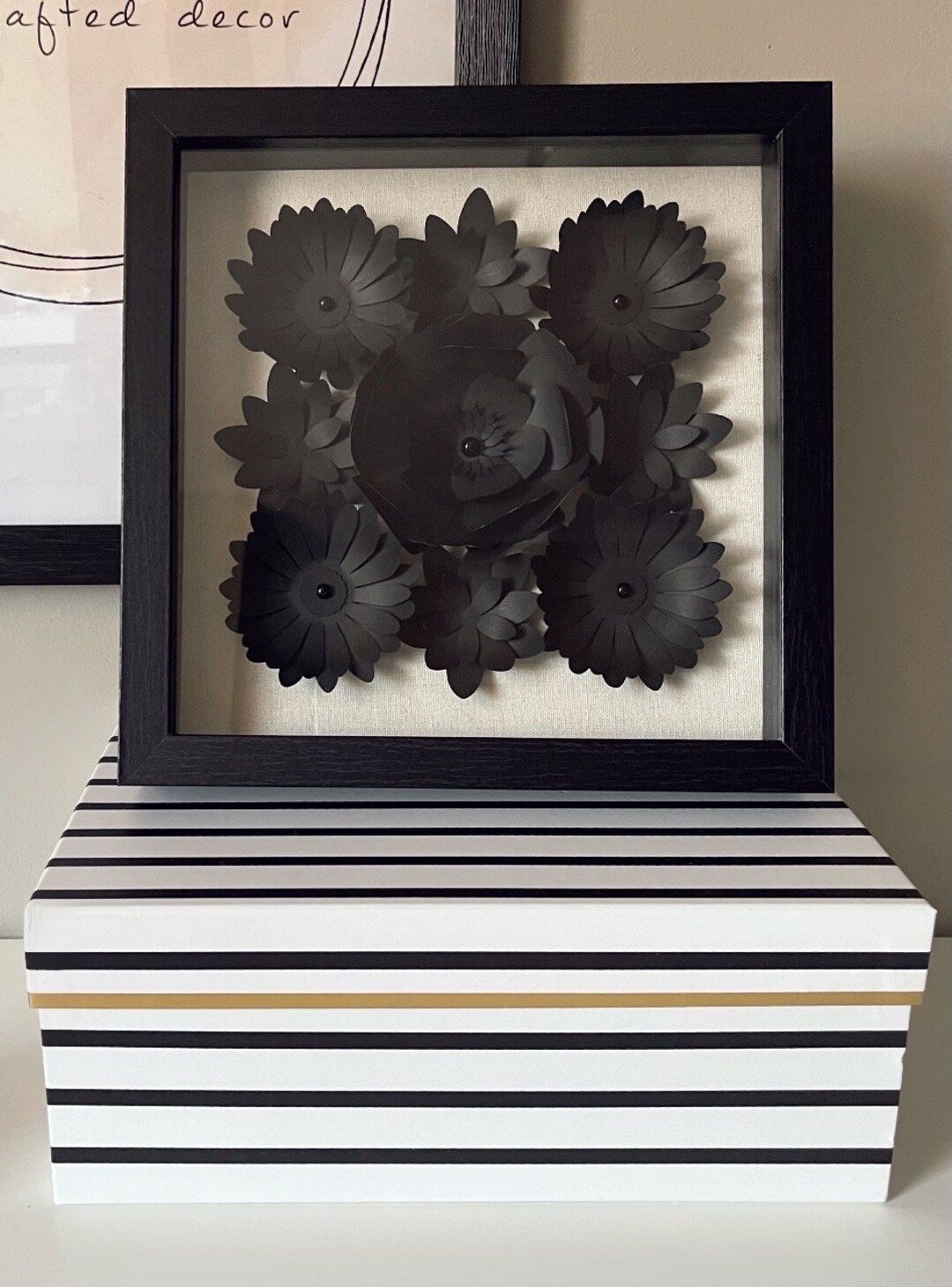 9x9 Shadow Box Frame Paper Flowers Etsy