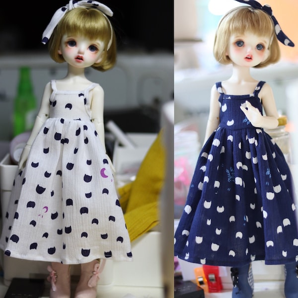 YoSD MSD Sleeveless Dress & Hairband Set for 1/6 1/4 BJD Doll Clothes Neo Blythe Doll outfit