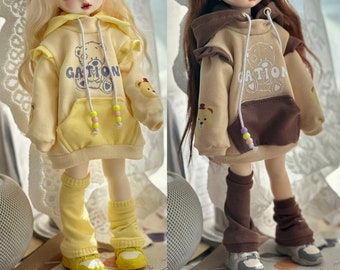 YoSD MSD kumako Hoodie & Leg warmer for 1/6 1/5 1/4 BJD Doll Clothes Neo Blythe Doll outfit