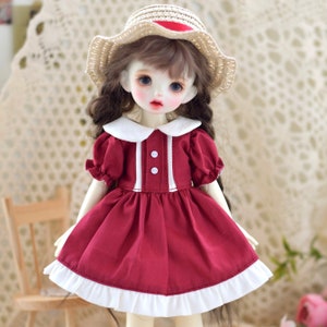 BJD Clothes YoSD Dress Daily Simple for 1/6 BJD Doll outfit - Red