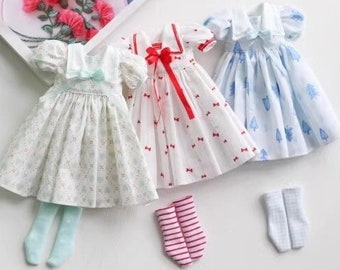 Neo Blythe Doll Clothes Dress + Socks Set 3 colors for 1/6 BJD YoSD doll clothes