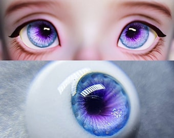 Doll  eyes 14 mm 1 pair Blue with lashes for bjd dollfie craft 
