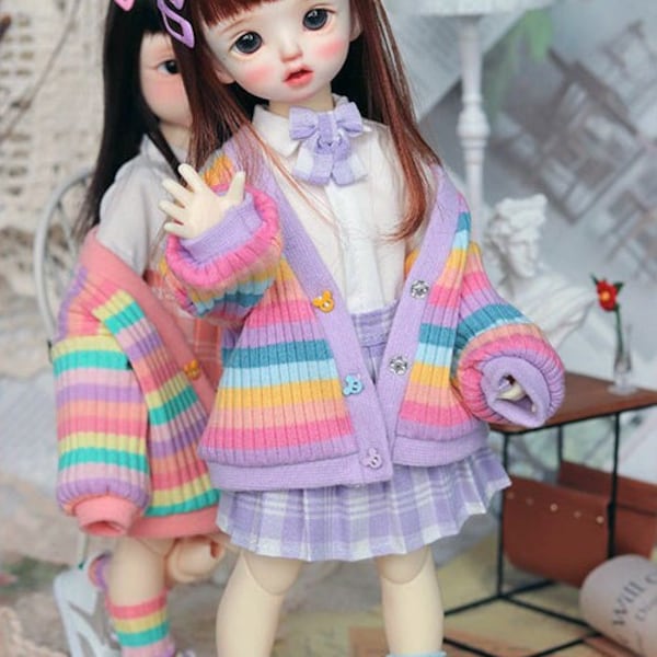 YoSD MSD Pullover, Strickjacke, Mantel + Socken Set für 1/6 1/4 BJD Puppe Kleidung Neo Blythe Doll Outfit