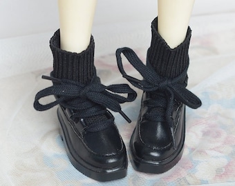 BJD Shoes MSD Socks Boots knitted boots for 1/4 BJD Doll - Black - Square head