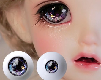 14mm BJD DIY blank acrylic eyes half ball with black pupils 1 Pair 