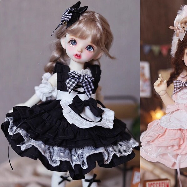 BJD Kleidung YoSD Napi TF gl Kleid + Kopfschmuck + Socken Set _ für 1/6 BJD Puppenoutfit