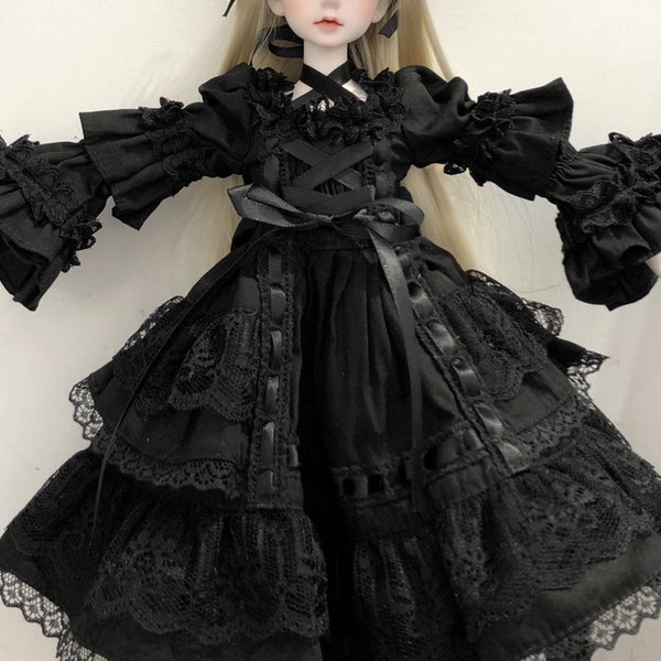 Vêtements BJD SD vêtements de poupée 1/3 1/4 1/6 ensemble robe noire et bandeau [msd yosd sd]