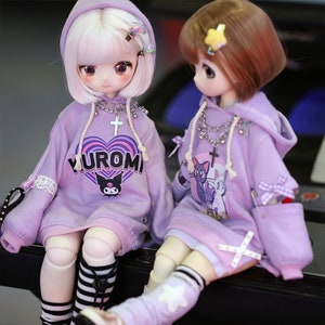 BJD Doll Clothes YoSD MSD MDD kumako Hoodie + Socks + Hair Clip + Necklace Set for 1/6 1/5 1/4 bjd outfit