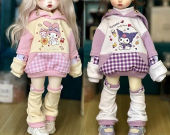 YoSD MSD Kumako Hoodie & Leg Warmer Set for 1/6 1/4 30cm 35cm BJD Doll Clothes Neo Blythe outfit