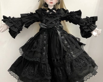 BJD Clothes SD doll clothes 1/3 1/4 1/6 Black Dress & Hairband Set[msd yosd sd]